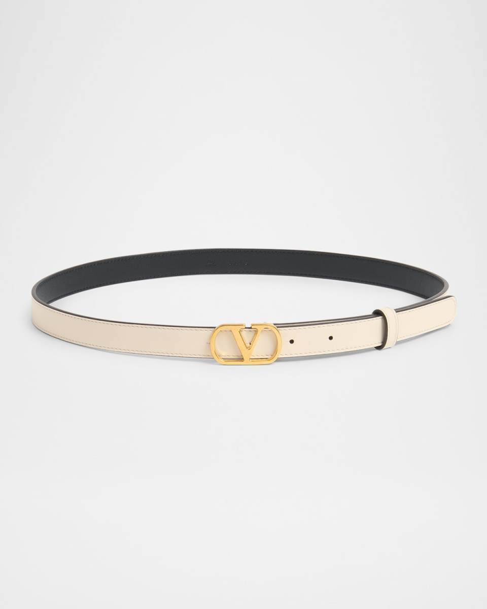 VLOGO Signature Leather Skinny Belt
